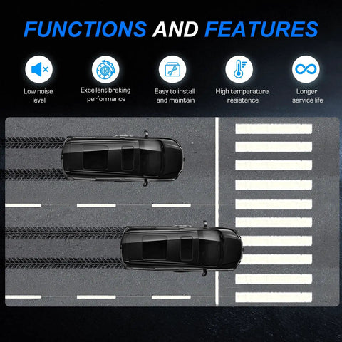ILONPA rear ceramic disc brake pads set, 4 pcs with hardware, for Honda/Acura vehicles; banner shows two black cars on a road.