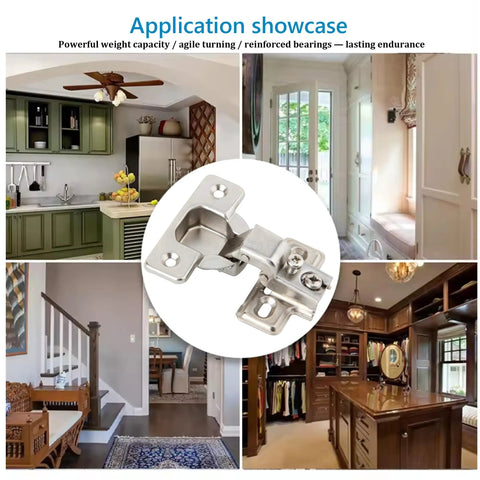 Soft Close Face Frame Concealed Cabinet Hinges 105 Degree Self Closing 6 Pack With Steel Nickel Plated Finish overlay on cabinetry