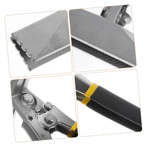 Close-up of Heavy Duty Hand Seamer And Duct Crimping Tool for Sheet Metal Bending with 6-inch jaw, chrome vanadium, non-slip handle.