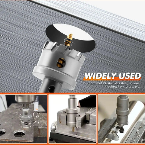 Pro Grade Tungsten Carbide Tipped Hole Saw Kit For Metal Sixteen Piece Set Heavy Duty drilling metal sheet