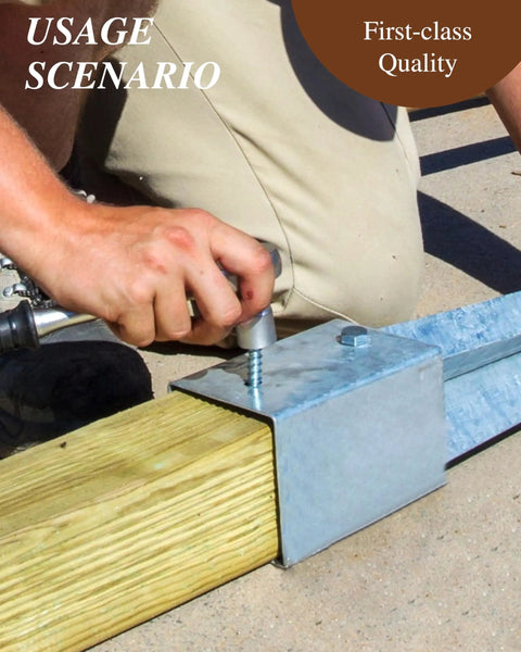 Person installing Heavy Duty Five Sixteenth Inch By Three Inch Hex Head Lag Bolts With Flat Washers In 304 Stainless Steel 18 8 Black For Wood With Hex Socket Pack Of Twelve Sets Ideal For Decks Fencing Frames Cabinets And Outdoor Projects into wood.