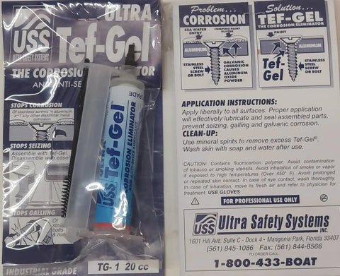 TG1 Anti Corrosion And Anti Seize Lubricant For Marine Rigging And Sailboat Hardware packaging with application instructions.