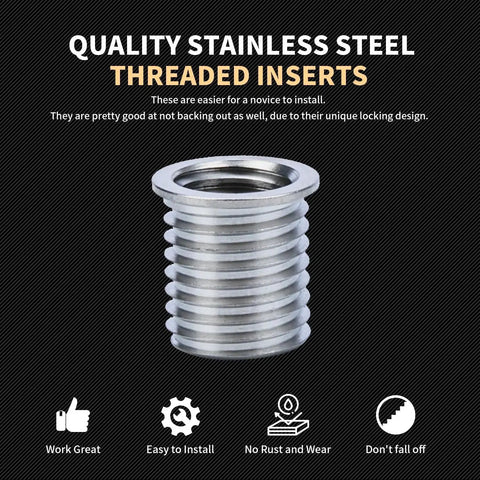 M12X1.75 Thread Repair Kit With Stainless Steel Inserts Drill Tap Counterbore And Install Driver 10 Pcs M12 Thread Inserts For Damaged Threads Pro Grade Heavy Duty DIY Tool Set In Custom EVA Box - Stainless Steel Insert