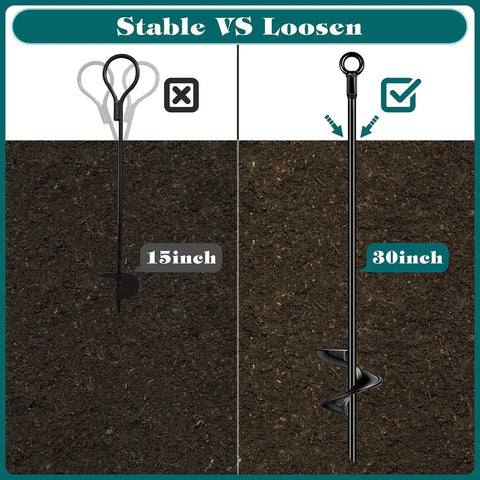 Comparison of 15-inch vs. Six Pack 30 Inch Auger Earth Shed Anchor Kit With Spiral Blade Heavy Duty Wind Stakes