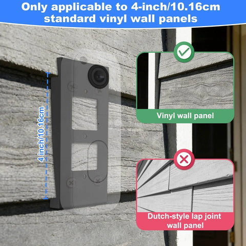 Doorbell Camera Mount For 2nd Gen Video Doorbell, Anti Theft Ring Holder on 4-inch vinyl siding, front view