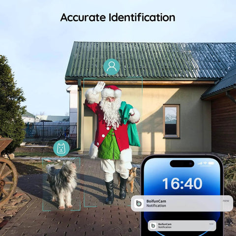 Wireless Video Doorbell With No Subscription Fees, 2K HD Live View, person and dog detected, notification on smartphone