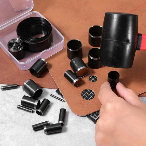 Leather Circle Cutter Tool Set 31 Piece Pro Grade Punch Kit With High Carbon Steel Round Dies Ranging From 1Mm To 55Mm for DIY crafts