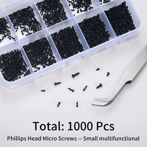 1000 Pcs Small Pan Head Screws Assortment Kit Micro Tiny Self Tapping Machine Screws For Glasses Watches Phones