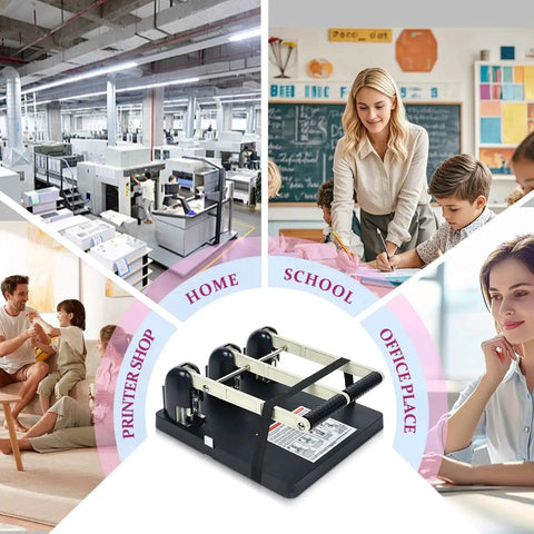 Three Hole Paper Punch For Office And Print Shop, Heavy Duty Metal Construction With Ergonomic Handle, Large Capacity Tray