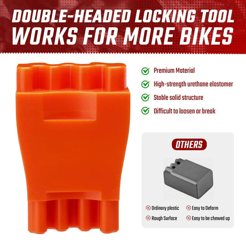 Orange double-headed cam/crank shaft locking tool for Harley-Davidson motorcycles, front view