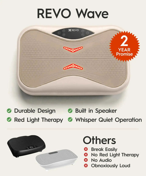 Wave Board With Red Light Therapy And Vibration Plate For Lymphatic Drainage, Built In Bluetooth Speakers, and Remote on display