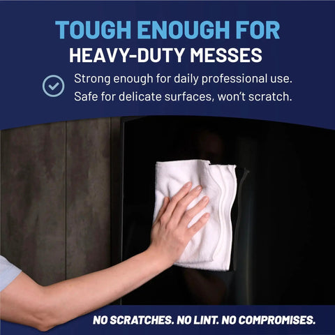 Person using Lint Free Microfiber Cloths 12 Pack 12x12 Go To Auto Detailing Glass Windows Screens And Home Cleaning Heavy Duty Rags Washable