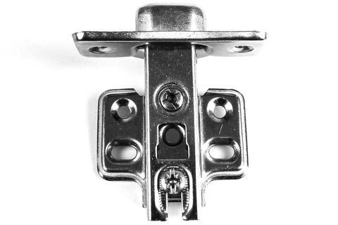 Full Overlay Concealed Kitchen Cabinet Hinges 105 Degree 2 Cam 4 Way Adjustable Frameless European Hinges With Screws Set Of Four Includes Mounting Screws For Easy Install By Berta; front view of hinge with mounting plate