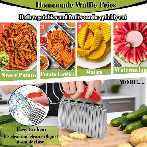 Crinkle Cut Kitchen Cutter For Restaurant Style Fries And Waffle Fries Stainless Steel With Comfortable Handle From FANTEXY Pro