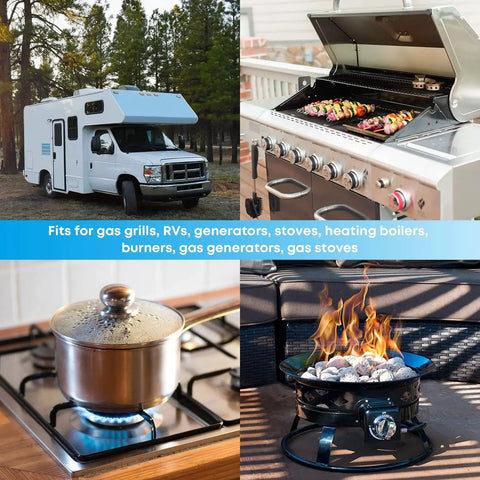 Horizontal Two Stage Propane Regulator With Gauge For Grills, RVs And Heaters in use with RV and grill