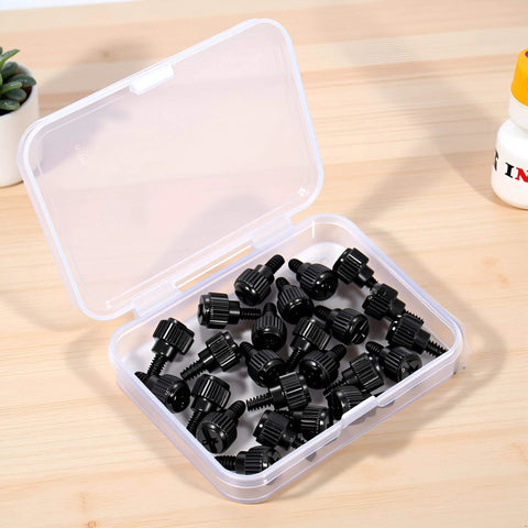24 Pack Computer Case Thumb Screws 6-32 Thread M3.5x6 Knurled Black Fasteners For Cover Power Supply PCI Slots And Hard Drives