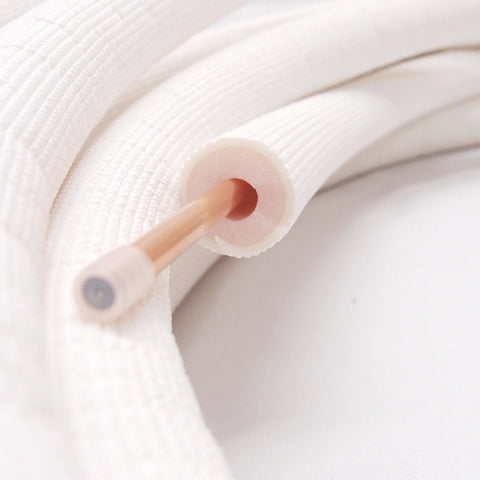 1/4 in insulated copper refrigerant line coil with 1/2 in white foam insulation for HVAC, 25 ft long