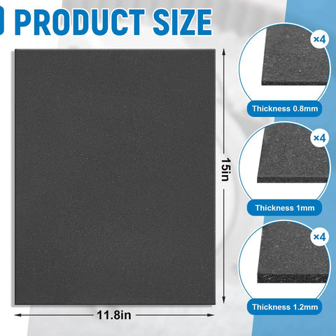Nuanchu gasket sheet set, 12 pcs, 15 x 11.8 in, high-temperature automotive gasket material, 0.8/1.0/1.2 mm thickness