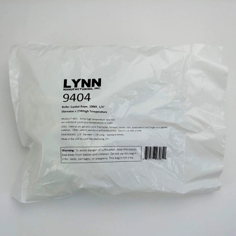 Lynn Manufacturing 9404 boiler gasket rope, white, 1/4 in diameter x 25 ft, 1000F