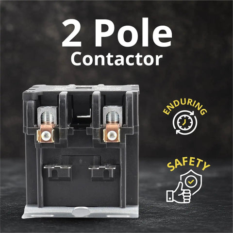 Front view of AC Contactor 60 Amp 2 Pole 120V Coil Definite Purpose UL Listed for HVAC use, showing its durable design.