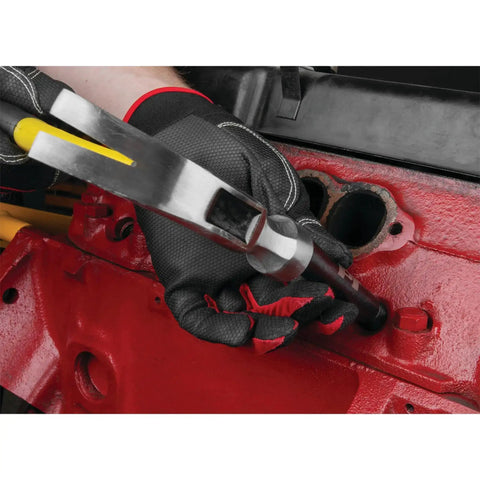 Person using install punch tool from DIY Friendly Spark Plug Repair Kit With M14-1.25 Thread Size, HSS Tapered Reamer, And 503 Stainless Inserts