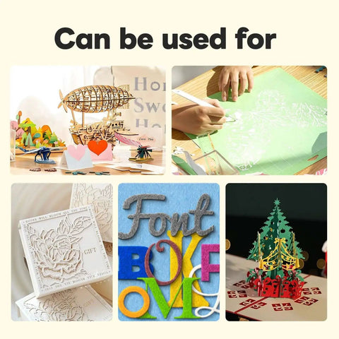 Collage showing uses for 12x12 Cutting Mats 4 Pack Set For Cricut Machines, including crafting and cardmaking.
