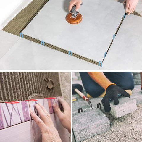 Color Coded Plastic Horseshoe Shims For Leveling Tiles And Windows 600 Pieces shown in tile and block installation