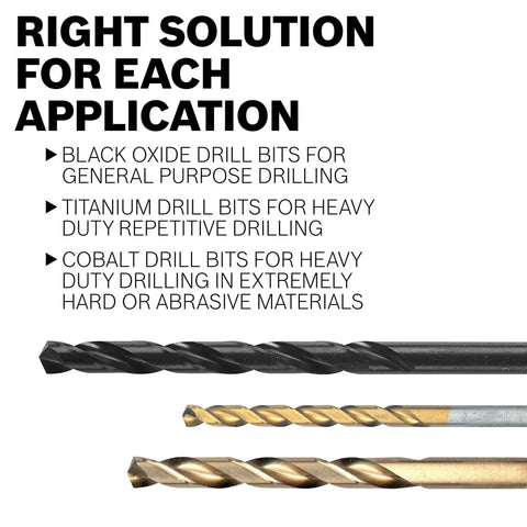 Heavy-Duty Light-Gauge Metal Cobalt Drill Bit 5/64 In x 2 In By Bosch with options for black oxide, titanium, and cobalt applications.