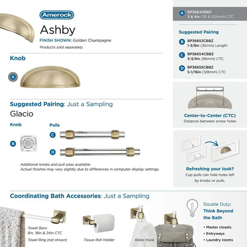 Golden Champagne Ashby Cabinet Cup Pull for 3 Inch Center To Center and 4 Inch Center To Center Spacing, traditional hardware guide