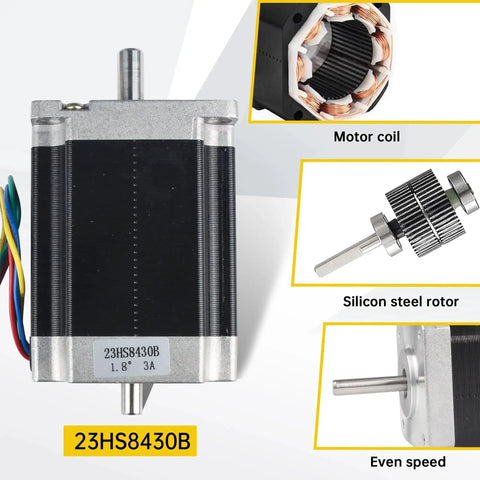 Dual Shaft Nema 23 Stepper Motor 270 Oz In Torque 76mm Size 1.8 Degree Step 3A Current With Four Lead Wires, model 23HS8430B image