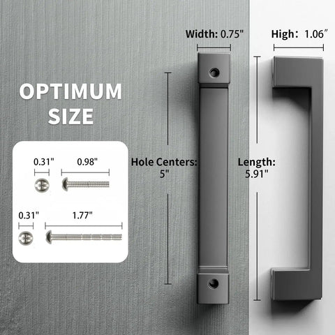 Dimensions of 10 Pack 5 Inch Matte Black Square Cabinet Handles For Kitchen Cabinets Cupboards Drawers And Dressers Durable Cabinet Hardware Pulls