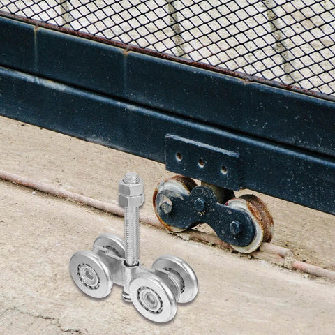 Heavy Duty Sliding Door Hanging Wheel With Steel Rail Track Roller For Industrial Gates, Smooth Glide Replacement Wheel