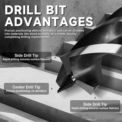 8 Piece 12 Inch Long Auger Drill Bit Set For Wood With Quick Change Hex Shank Pro Grade Workhorse displayed in close-up