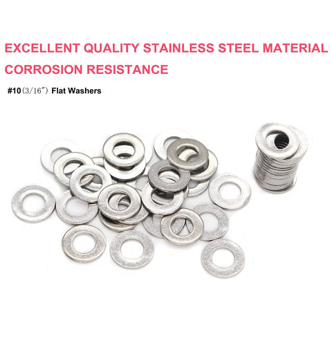Flat washers, 3/16 in ID x 1/2 in OD, 1.0 thick, stainless steel 304, 100 pcs, plain finish, front view