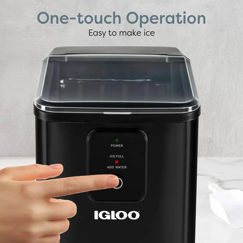 Compact Countertop Ice Maker 26 Lbs Per Day Fast Ice Includes Scoop And Basket with one-touch operation