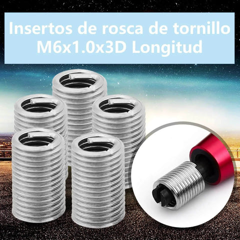 50 Pcs M6 X 1.0 X 3D Stainless Steel Helicoil Thread Inserts Set, Coiled Wire Helical Screw Thread Inserts SS304 For Aluminum And Soft Metals