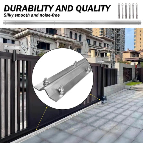 Heavy Duty Galvanized V Track For Sliding Gates, Inverted V Groove Gate Rail With Hammer Drive Anchors, installed on driveway