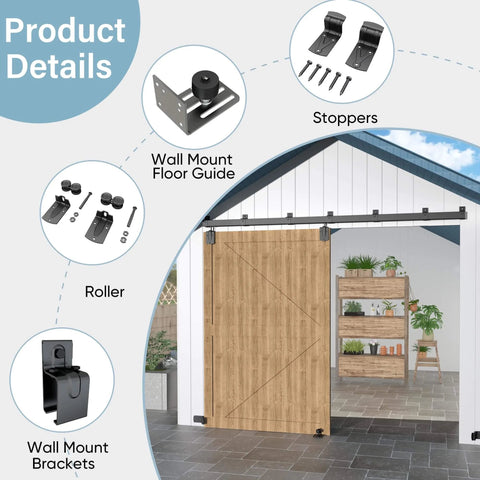 Installed Beefed Up Heavy Duty Exterior Barn Door Hardware Kit For Outdoor Use 12 Foot Box Rail Sliding Track System For One Door 450 Lb Capacity Anti Corrosion Black Finish Ideal For Sheds Stables Garages And Outdoor Barns
