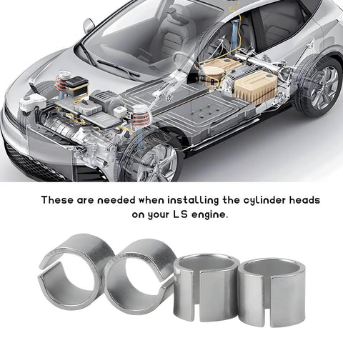 Cylinder Head Alignment Pins Kit, 4 Piece Dowel Pins For Gen 3 4 5 LS LT Engines, shown with car engine diagram and metal pins