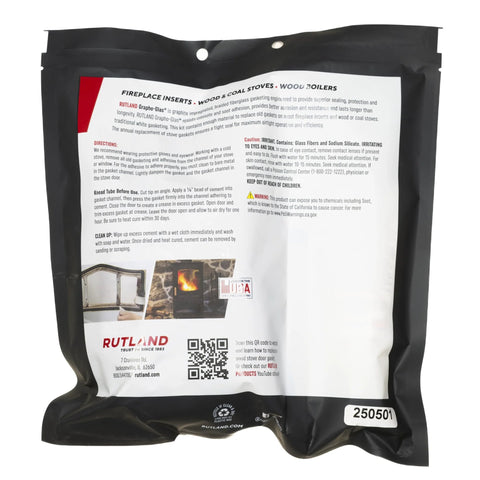 Rutland wood stove gasket replacement kit, graphite-impregnated rope gasket, 3/4-in x 7 ft, black bag.