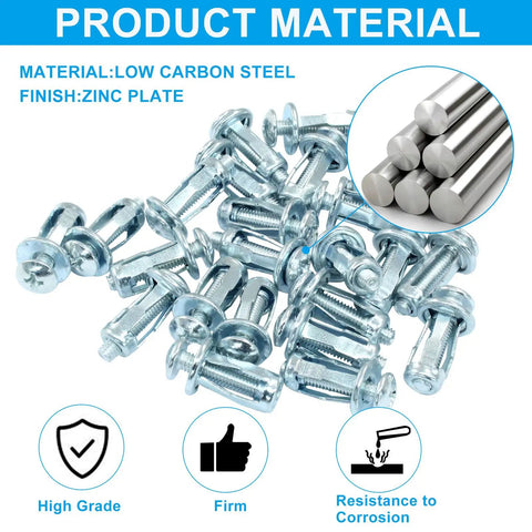25 Pcs M4x20 Hollow Wall Anchors Kit Featuring Jack Nuts And Petal Nuts For Hollow Doors Thin Walls Metal Sheets And Aluminum Cladding Includes Screws For Easy Mounting And Strong Stable Support For DIYers, zinc-plated steel material.