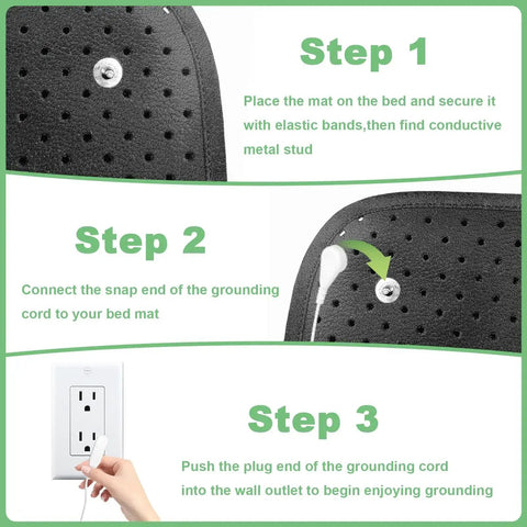 Installation steps for Grounding Bed Mat For Sleep And Recovery 54x78 Inch Grounding Mattress Pad Earth Connected Therapy Kit