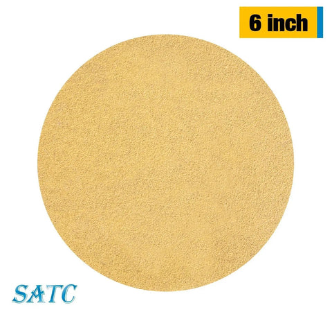 100 Pack 6 Inch 80 Grit Adhesive Backed Sanding Discs Aluminum Oxide For Drill, front view of one disc