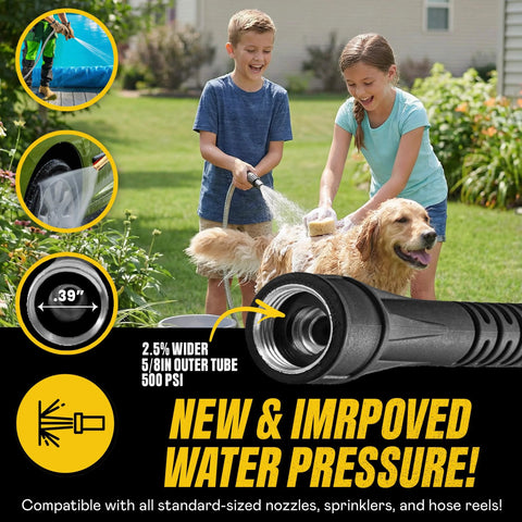 Bionic Steel metal garden hose, 50 ft, 5/8 in outer tube, stainless steel with sprayer nozzle