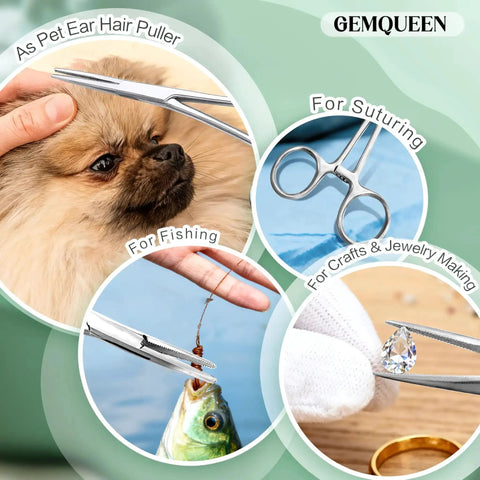 Piercing Taper Pliers Ball Grabber Tool Kit For Hassle-Free Jewelry Changes Curved And Straight Forceps Stainless Steel Flat Back Insertion Tool Threadless Body Piercing Kit For Ear Nose Lip 8 Piece Set used for multiple purposes like pet ear hair pulling, suturing, fishing, crafts, and jewelry making.