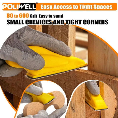 Hand using 120 Pcs Micro Detail Sandpaper Kit With Storage Box 3.5 Inch By 1 Inch Hand Sanding Block for tight spaces woodworking