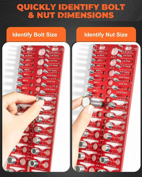 57 In 1 Nut And Bolt Thread Checker With 21 Standard And 17 Metric Thread Gauges and 19 Drill Bit Gauges, wall mount usage