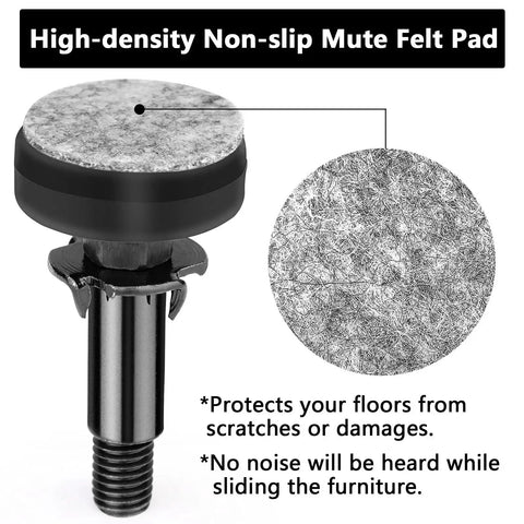 Heavy Duty Furniture Levelers With M10 Thread Adjustable Feet And T Nut Kit showing high-density felt pad close-up