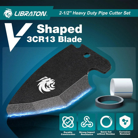 V-shaped 3CR13 blade for Heavy Duty Ratcheting PVC Pipe Cutter For PEX PVC And PPR Hoses Up To Two And One Half Inches.