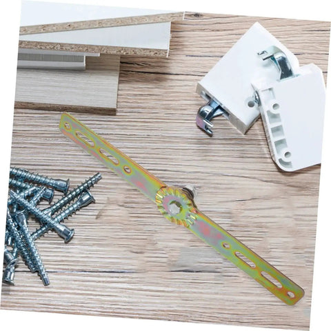 Heavy Duty Adjustable Sofa Hinge With Automatic Reset Function and screws on wooden surface, ideal for multipurpose furniture projects.